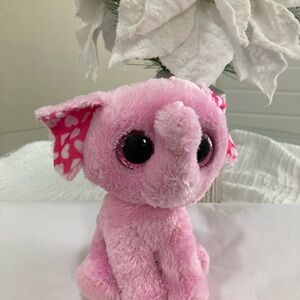 Ty Pink Stuffed Elephant Toy with Sparkly Ears